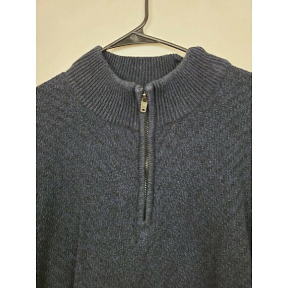 CALVIN Klein Jeans Mens Navy Blue 1/4 Zip Cotton Pullover Knit Sweater Size XXL - Picture 2 of 7